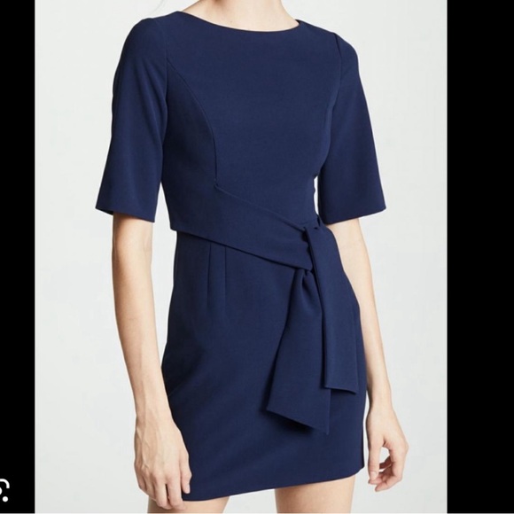 NWT Alice + Olivia Virgil Navy Blue Boat Neck Wrap Dress 12 - Picture 1 of 7